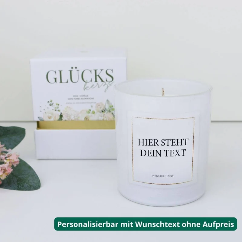 Geschenk Kerze mit Wunschtext