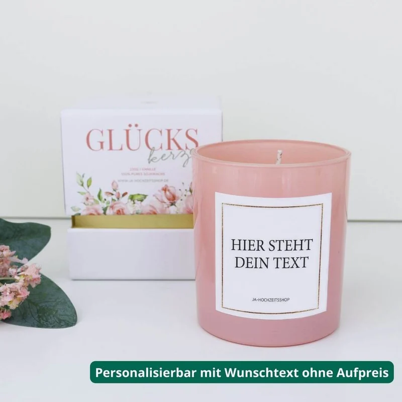 Geschenk Kerze mit Wunschtext