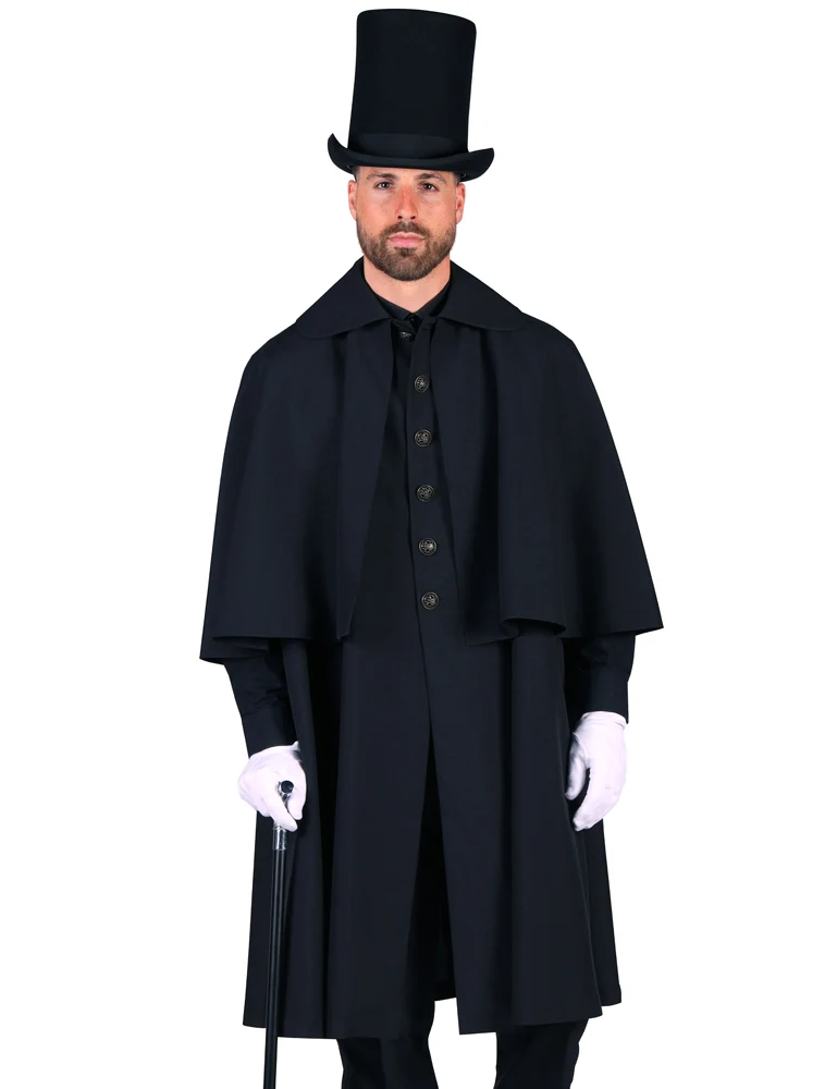Schwarzer Kutschermantel für Herren | Kostüm Mittelalter Halloween