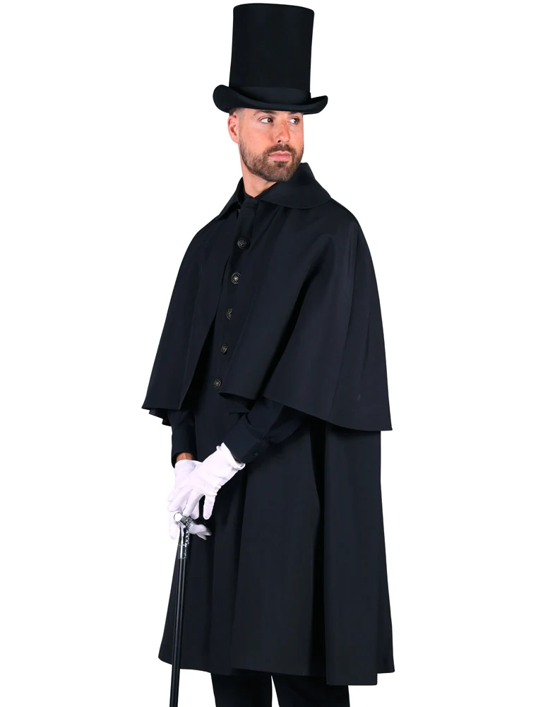 Schwarzer Kutschermantel für Herren | Kostüm Mittelalter Halloween