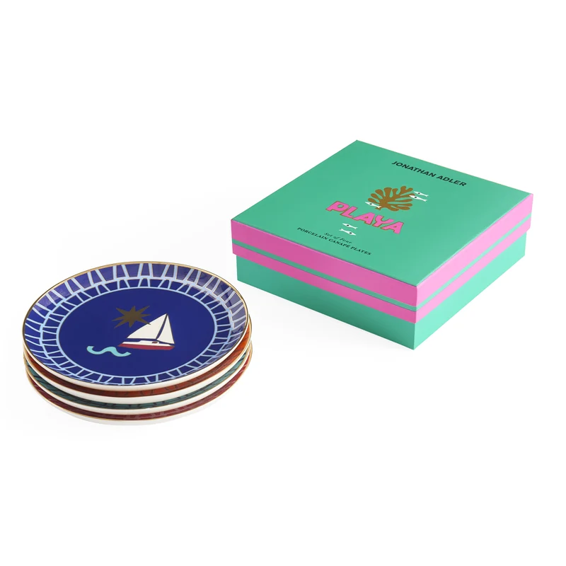 Playa Dessertteller Set – Porzellan Teller mit maritimen Motiven (4er Set)