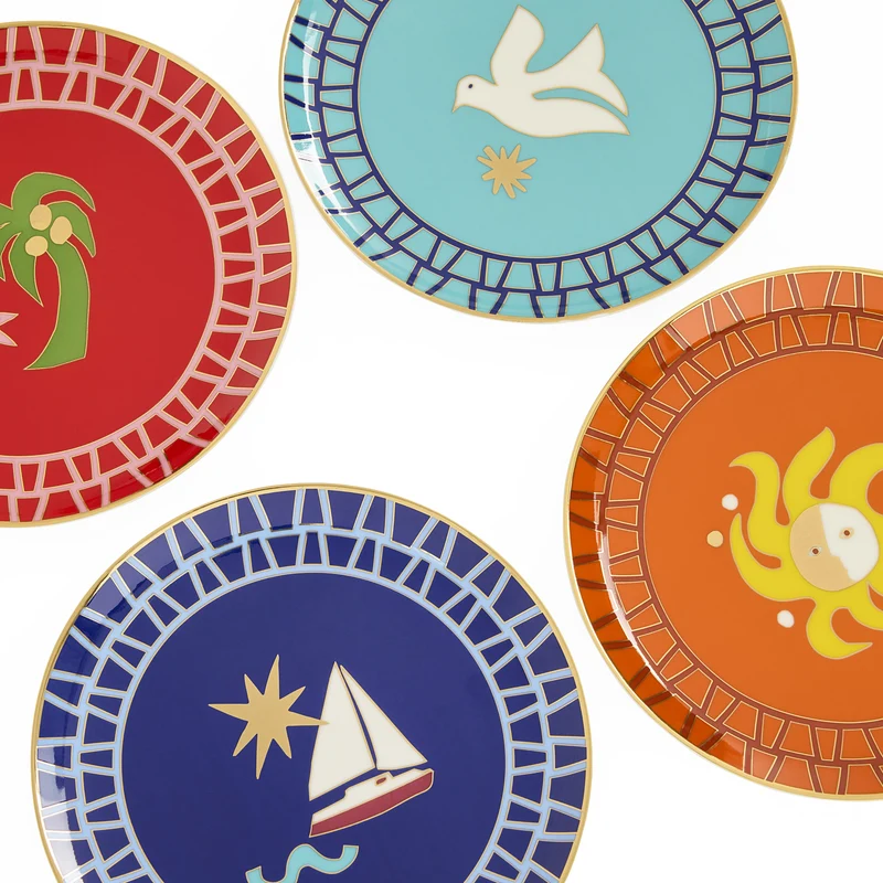 Playa Dessertteller Set – Porzellan Teller mit maritimen Motiven (4er Set)