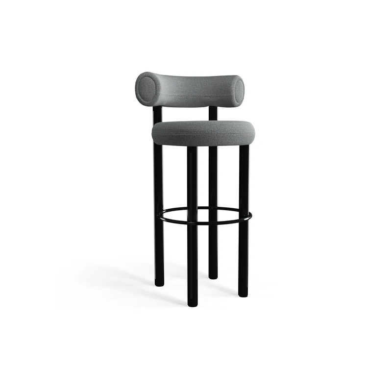 Fat Bar Stool 75 cm – Barhocker mit schwarzem Stahlgestell & Kvadrat Hallingdal Mid Grey