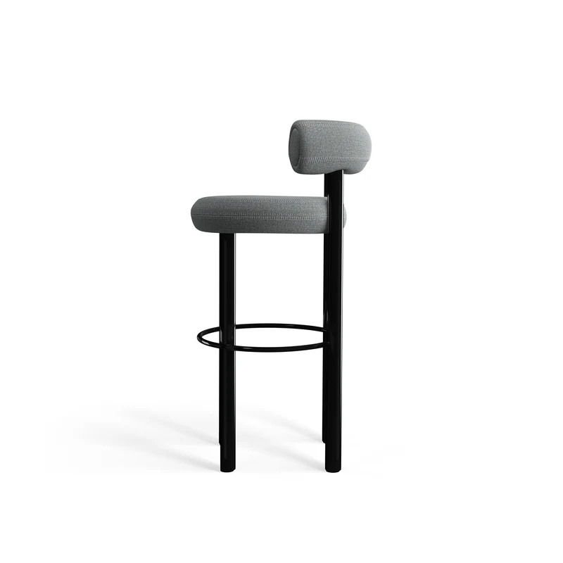 Fat Bar Stool 75 cm – Barhocker mit schwarzem Stahlgestell & Kvadrat Hallingdal Mid Grey