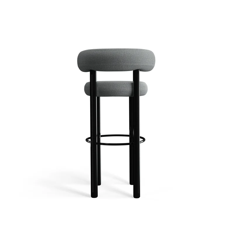 Fat Bar Stool 75 cm – Barhocker mit schwarzem Stahlgestell & Kvadrat Hallingdal Mid Grey