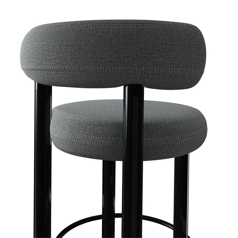 Fat Bar Stool 75 cm – Barhocker mit schwarzem Stahlgestell & Kvadrat Hallingdal Mid Grey