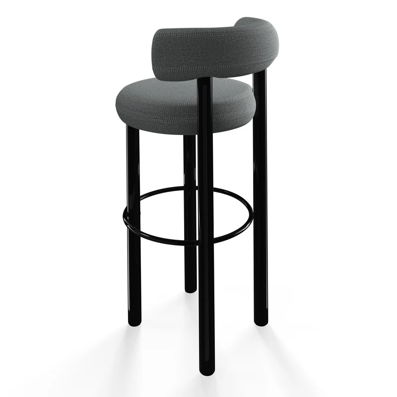 Fat Bar Stool 75 cm – Barhocker mit schwarzem Stahlgestell & Kvadrat Hallingdal Mid Grey