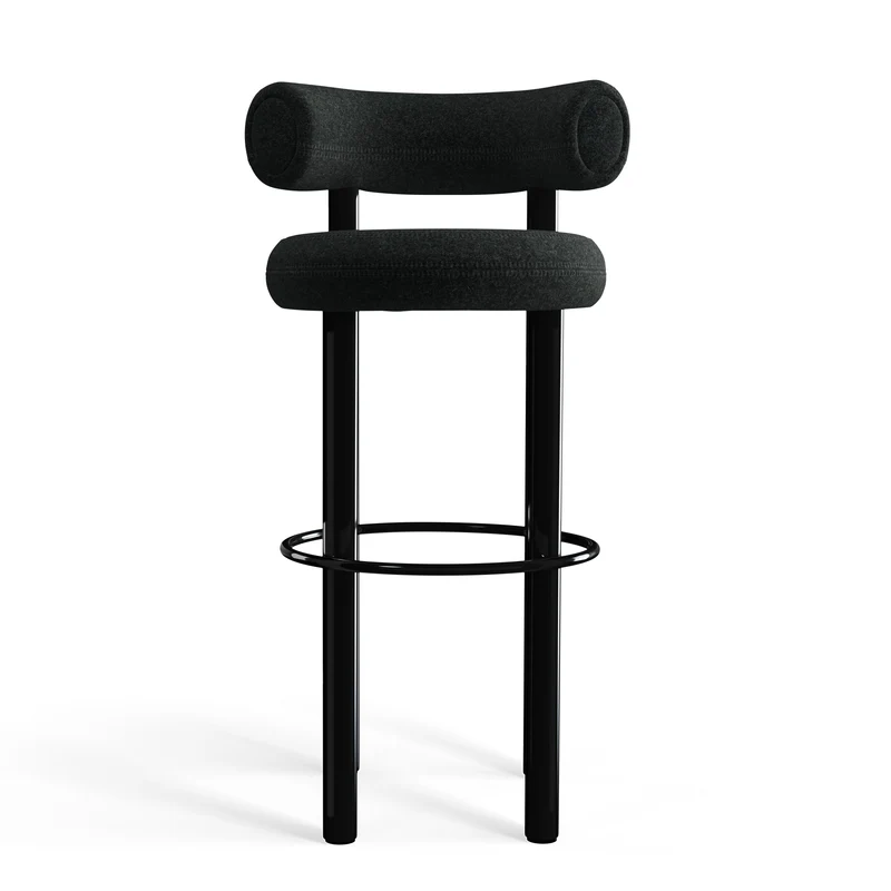 Fat Bar Stool 75 cm – Barhocker mit schwarzem Stahlgestell & Kvadrat Divina Melange Dark Grey