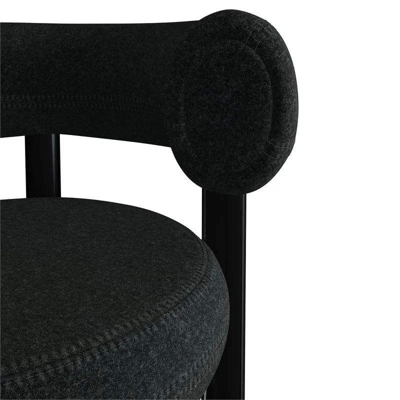 Fat Bar Stool 75 cm – Barhocker mit schwarzem Stahlgestell & Kvadrat Divina Melange Dark Grey