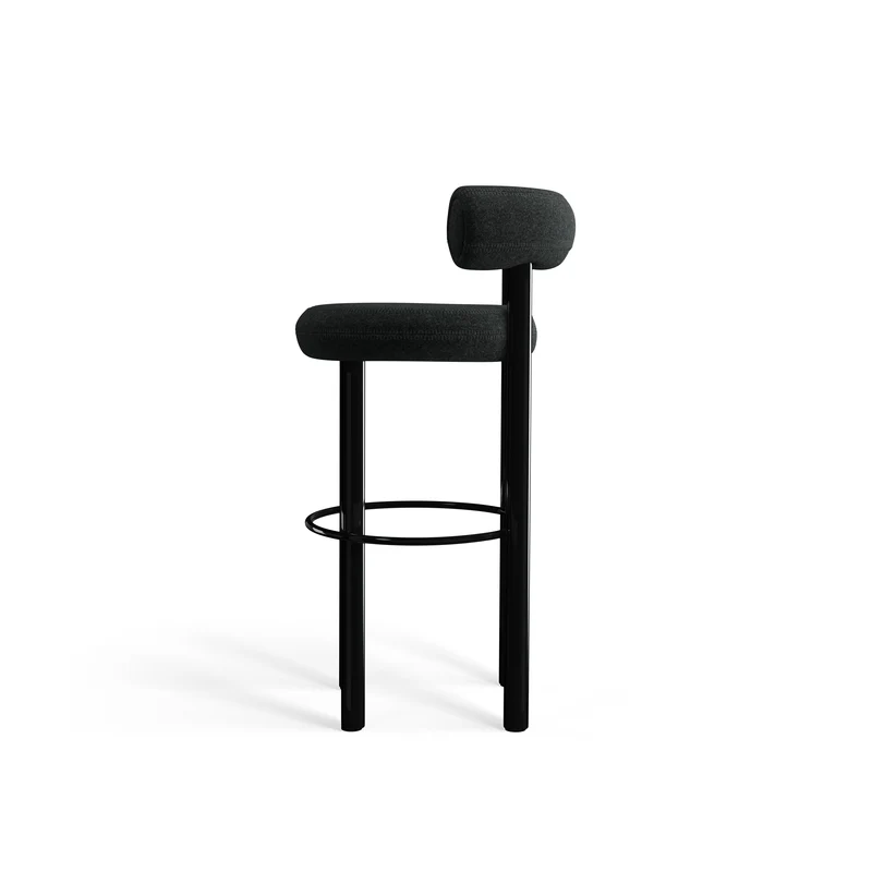 Fat Bar Stool 75 cm – Barhocker mit schwarzem Stahlgestell & Kvadrat Divina Melange Dark Grey