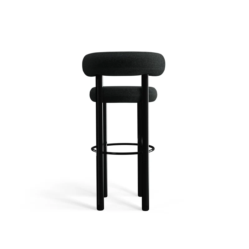 Fat Bar Stool 75 cm – Barhocker mit schwarzem Stahlgestell & Kvadrat Divina Melange Dark Grey