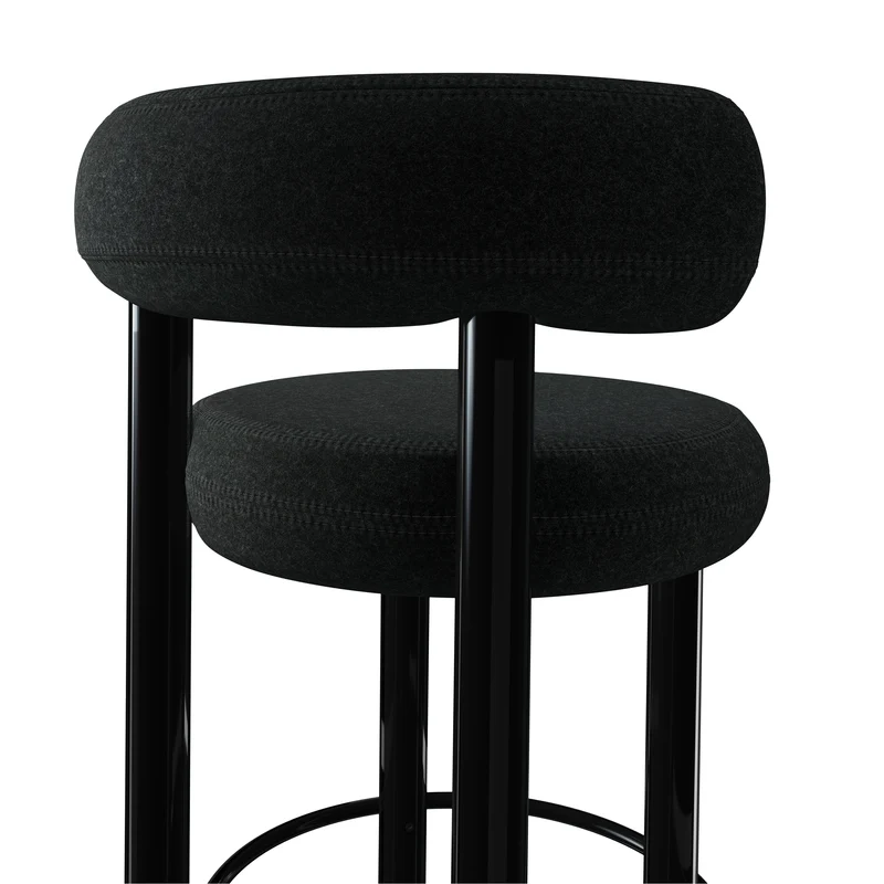 Fat Bar Stool 75 cm – Barhocker mit schwarzem Stahlgestell & Kvadrat Divina Melange Dark Grey