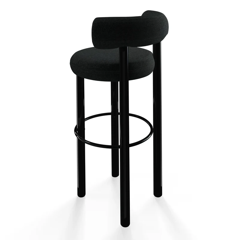 Fat Bar Stool 75 cm – Barhocker mit schwarzem Stahlgestell & Kvadrat Divina Melange Dark Grey