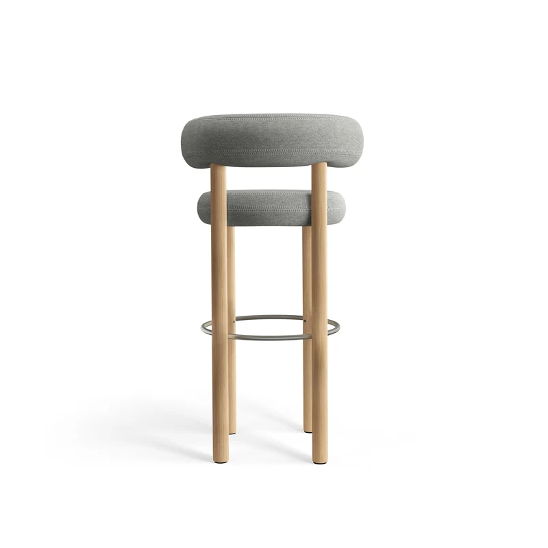 Fat Bar Stool 75 cm – Natural Wood & Kvadrat Hallingdal Light Grey