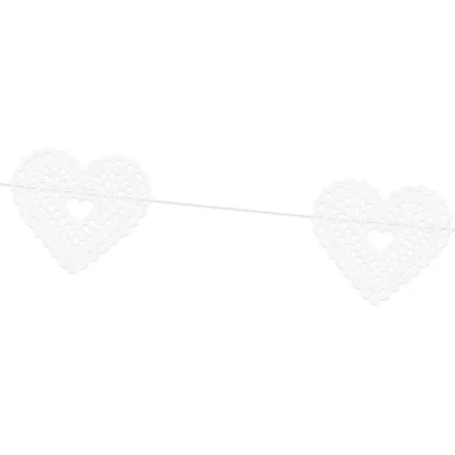 Papier Girlande Herz perlmutt (1,8m)