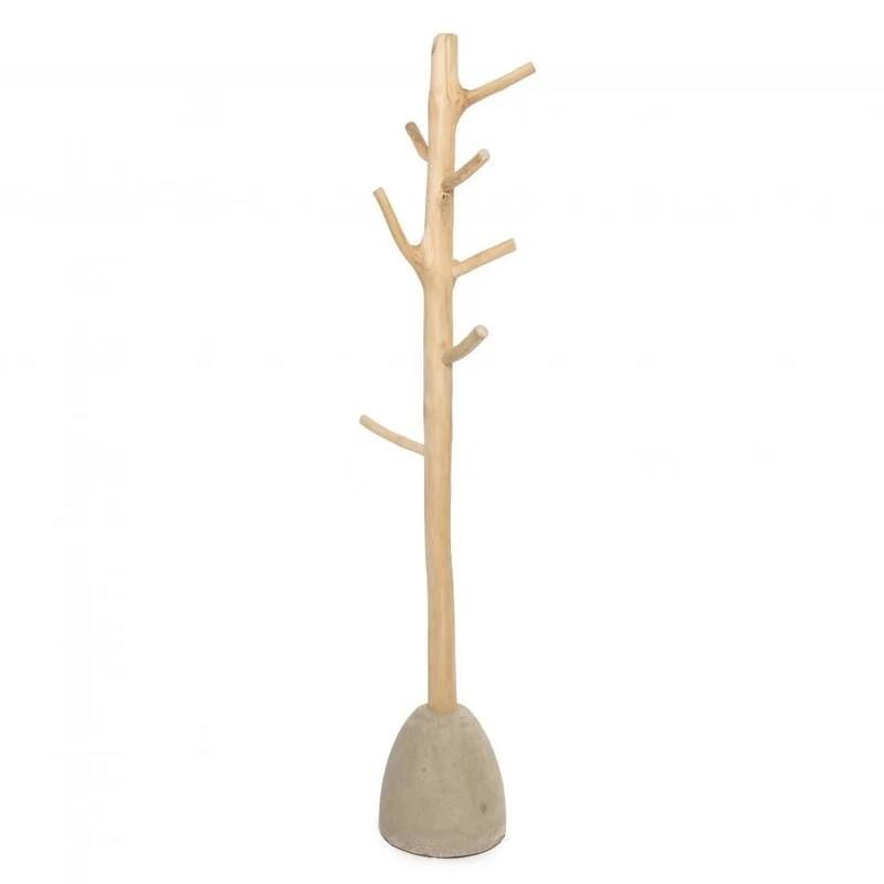 Garderobenbaum aus Teakholz & Beton