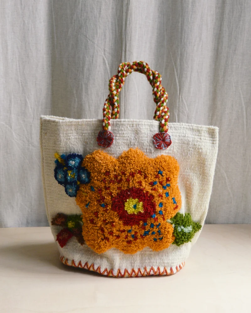 La fleur et le papillon – Cabas Tasche Écru