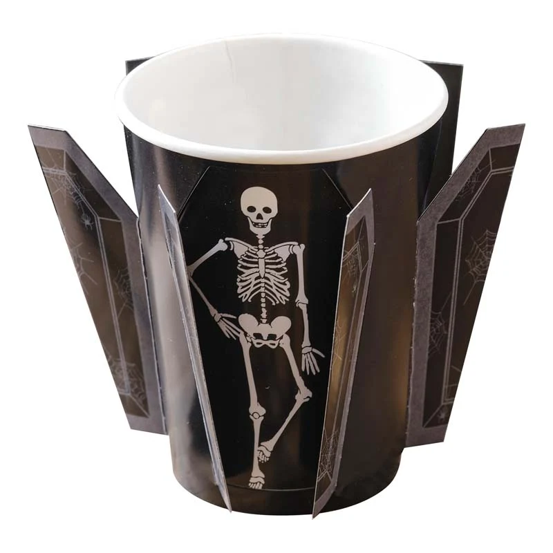 Halloween Pappbecher Skelett (8 Stück)