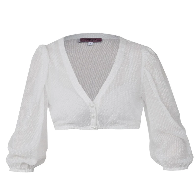 MarJo Dirndlbluse Erlabrunn Off White Dreiviertelarm Puffärmel