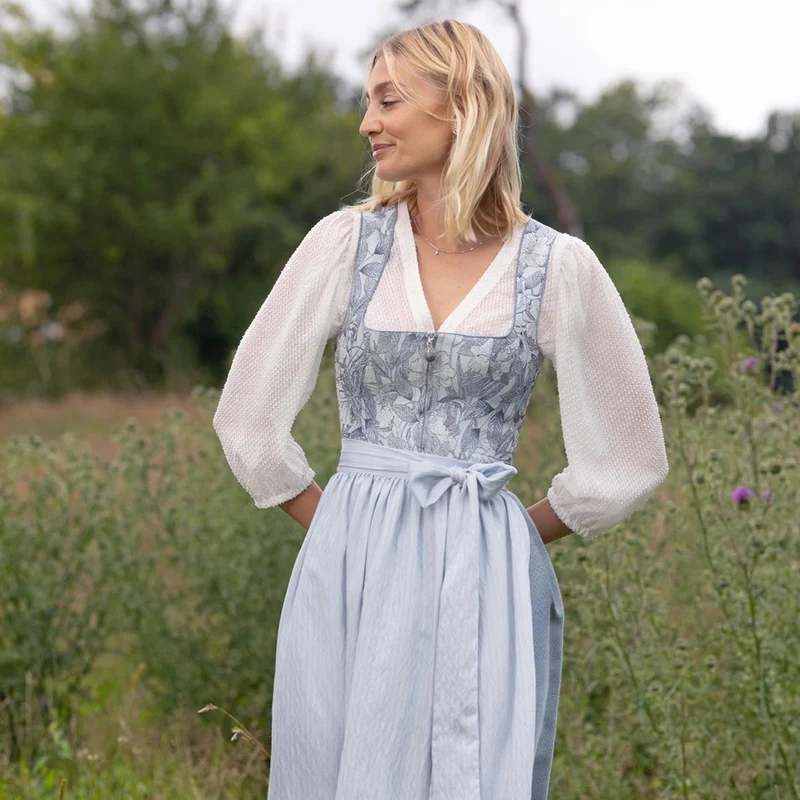 MarJo Dirndlbluse Erlabrunn Off White Dreiviertelarm Puffärmel