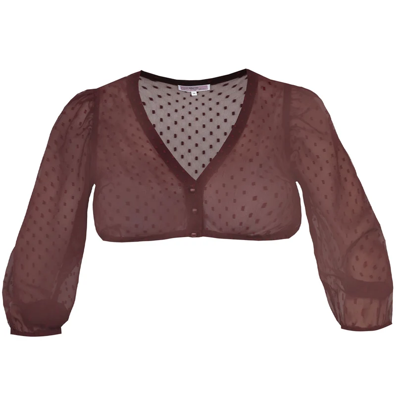 MarJo Dirndlbluse Ahorntal Bordeux Dreiviertelarm Puffärmel