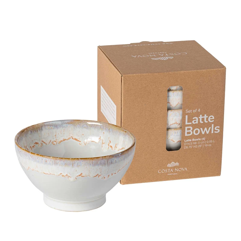 Suppe & Müsli Bowl 4-er Set Weiss & Aqua
