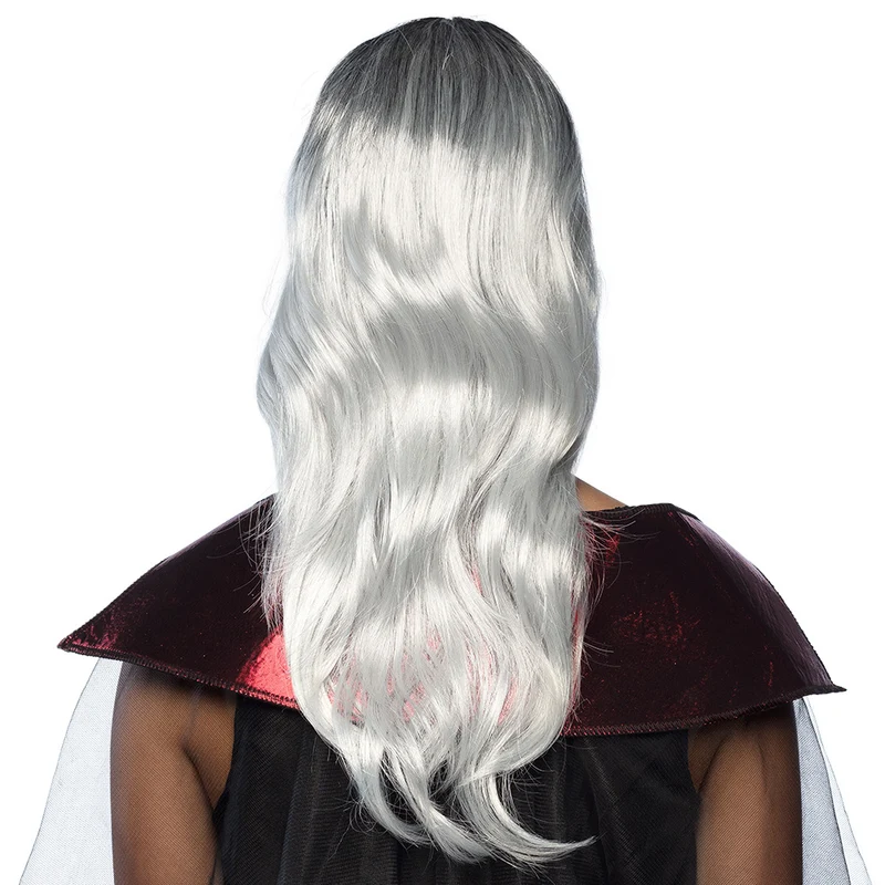 "Vampiresse" Perücke für Damen - 85610 | Locken Langhaar Weiß Grau