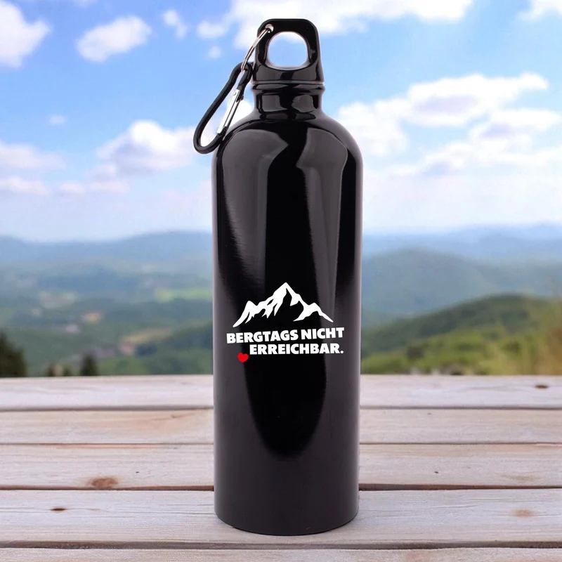 Edelstahl-Trinkflasche "Bergtags nicht erreichbar"