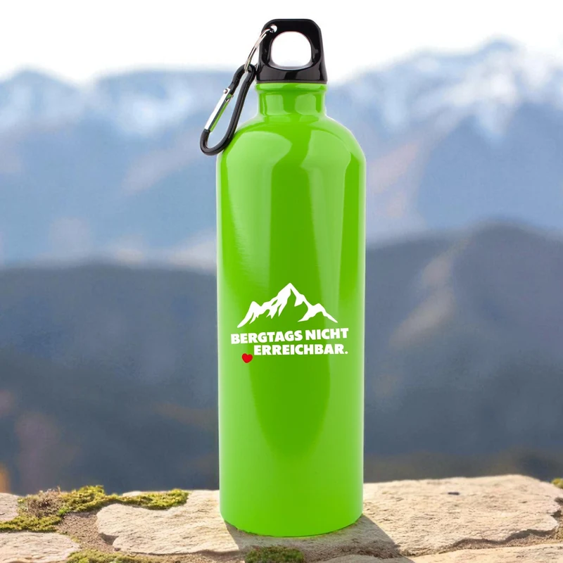 Edelstahl-Trinkflasche "Bergtags nicht erreichbar"