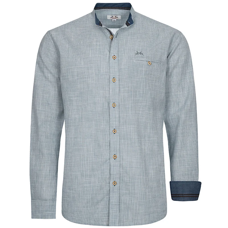 Trachtenhemd Stehkragen Grau
