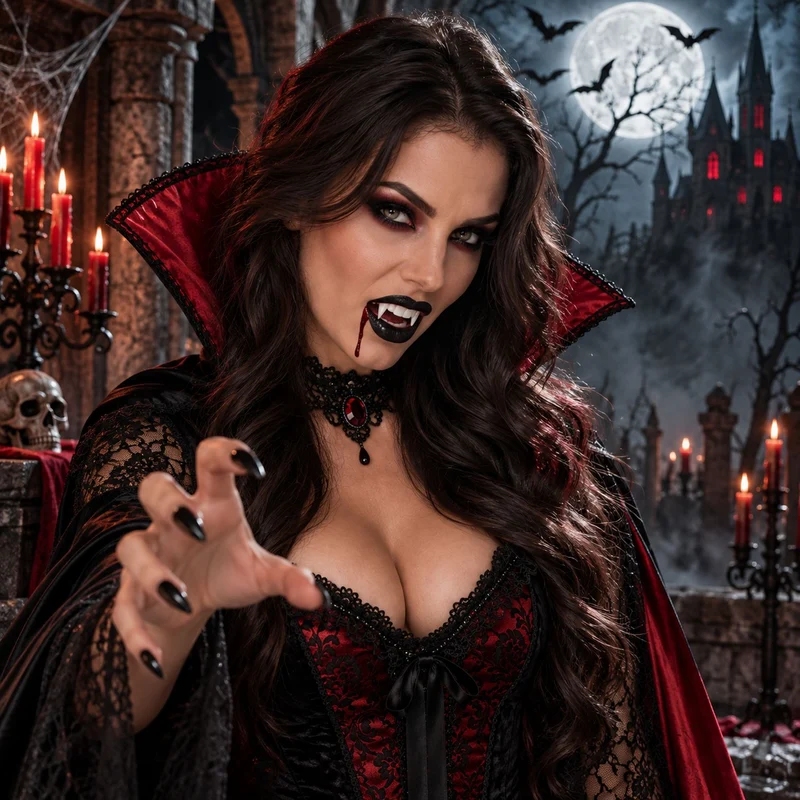 Vampir Eckzähne + Mini Lippenstift