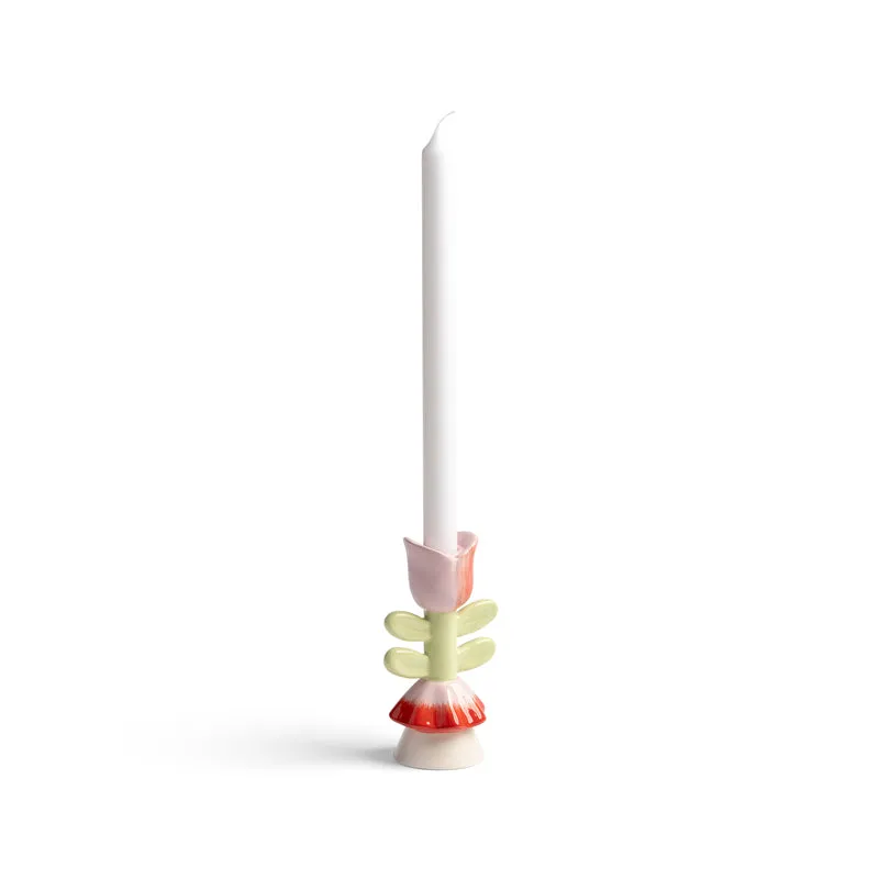 Candle Holder Blume Large – Handbemalter Kerzenständer aus Steinzeug