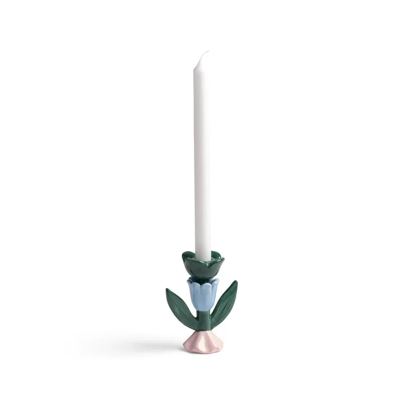 Candle Holder Blume Medium – Handbemalter Kerzenständer aus Steingut