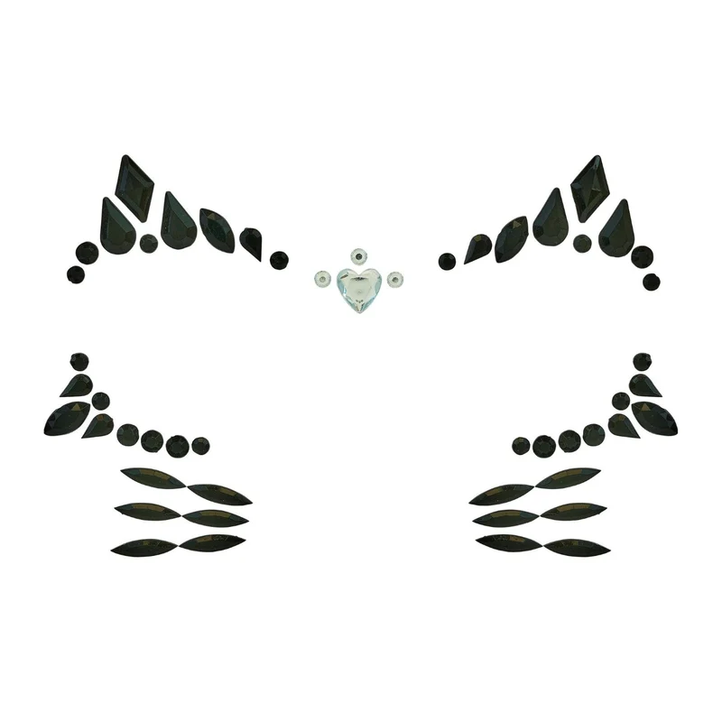 Face Jewels "Katze" | Mehrfarbig - Selbstklebende Glitzersteine