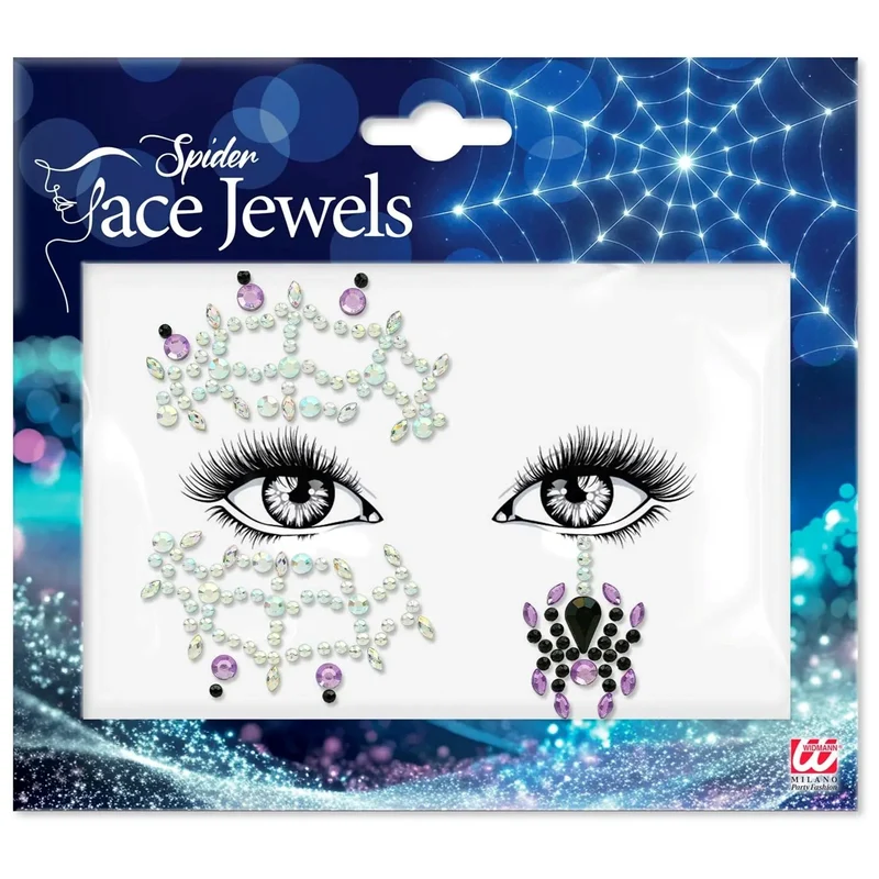 Face Jewels "Spinne" | Mehrfarbig - Selbstklebende Glitzersteine
