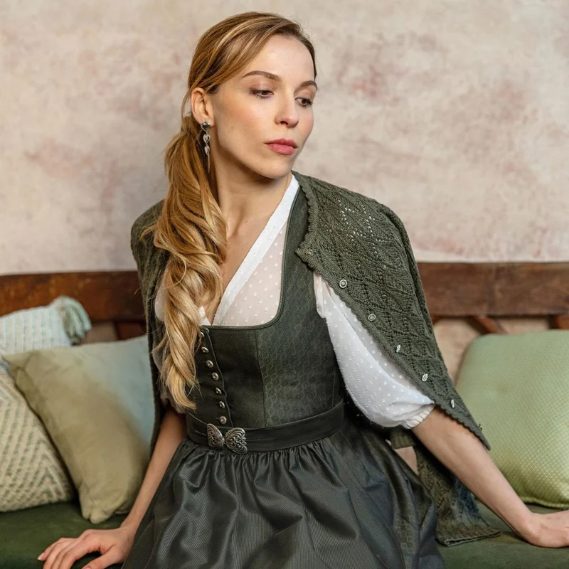 MarJo Dirndlbluse Ahorntal Weiß 3/4 Arm V-Ausschnitt