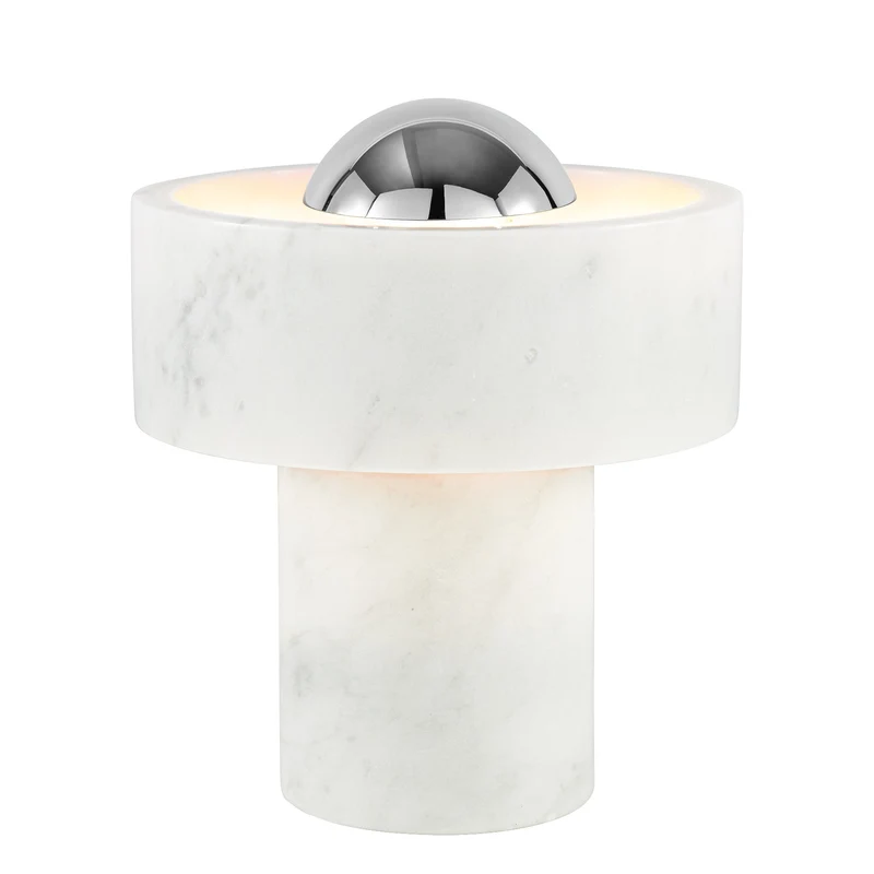 Stone Portable Table Lamp – Polished Marble · Silver