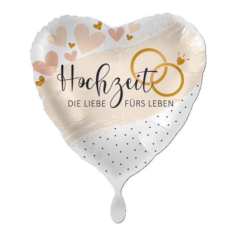 18"/Ø43cm Herz Folienballon "Hochzeit Die Liebe fürs Leben"