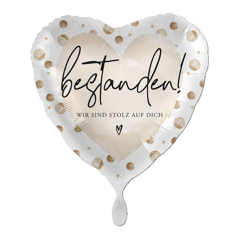 18"/Ø43cm Herz Folienballon "Bestanden!"