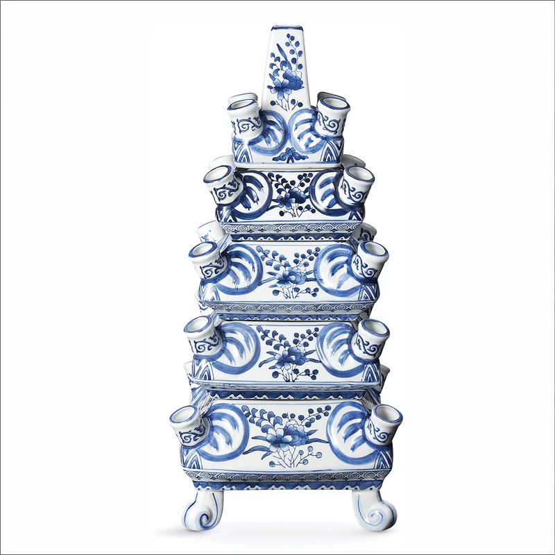 Vase Layer Blue – Handbemalte Designvase aus Porzellan