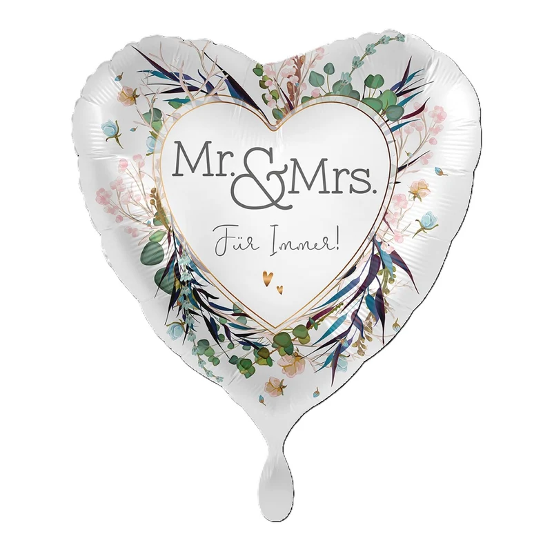 18"/Ø43cm Herz Folienballon "Mr. & Mrs. Für Immer!"