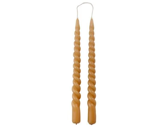Kerzen SWIRL honig 2er Set Stabkerzen lang | 8,5 H Brennd. | 29x2,1 cm | RUSTIK LYS