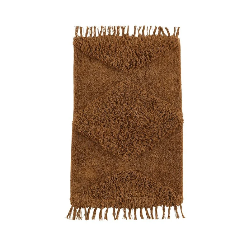 Madam Stoltz Teppich Badematte terra-braun TUFTED Cotton | 60x90 cm | Non-Slip waschbar