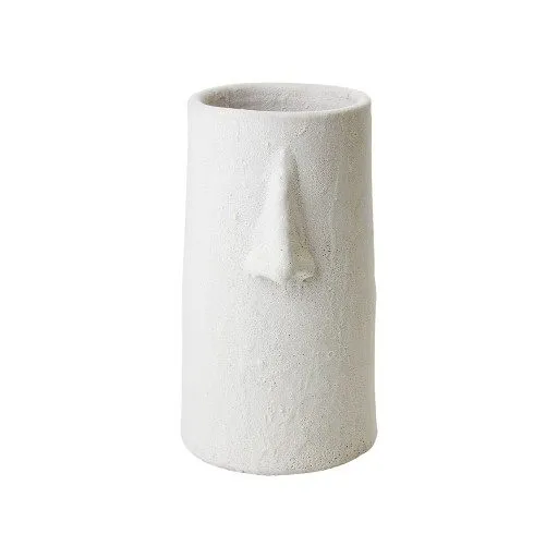 Affari Vase MARGARETHA weiß 30 cm | Dekovase Gesicht Skulptur Terracotta 2. W.