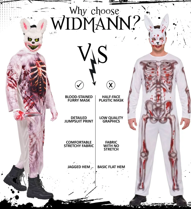 "Zombie Bunny" Kostüm für Herren | Overall und Maske