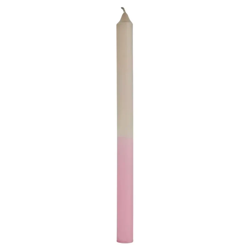 Kerze taupe rosa TWO TONE DIP DYE CANDLE ca. 29,5 cm zweifarbige Stabkerze