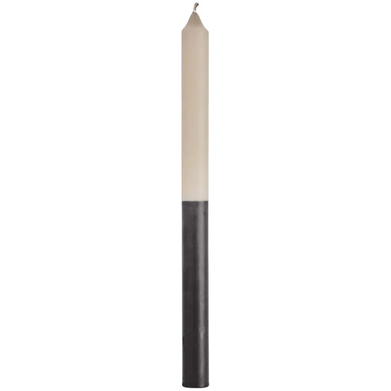 Kerze taupe black TWO TONE DIP DYE CANDLE ca. 29,5 cm zweifarbige Stabkerze