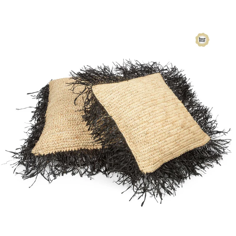 Raffia Kissen im Boho Style