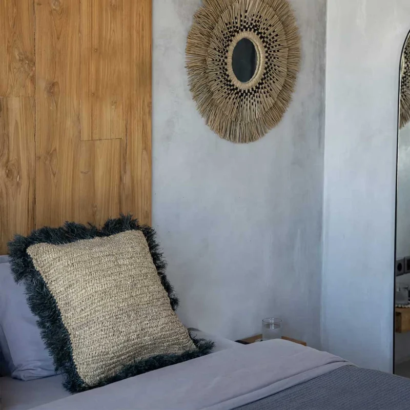 Raffia Kissen im Boho Style