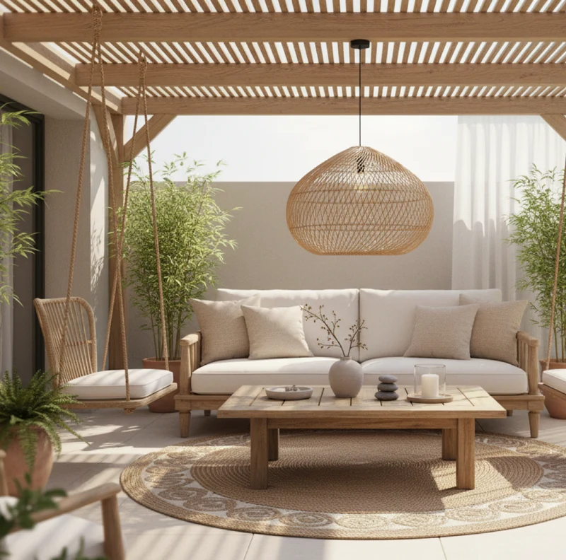 Rattan Hängelampe Outdoor Karen 70 | 90cm